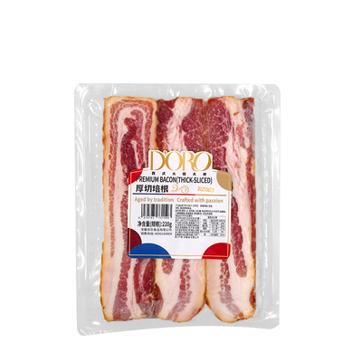 DORO金标厚切培根三明治肉片早餐家用儿童专用手抓饼烧烤商用220g