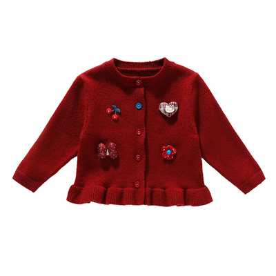 超好看女童针织开衫秋冬毛衣外套