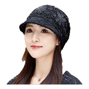 妈妈帽子女士薄款时尚软沿鸭舌帽遮白发堆堆帽化疗后包头帽显脸小