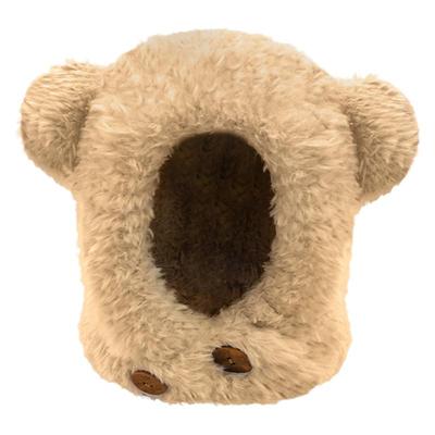 毛茸茸小熊针织毛绒帽保暖护耳