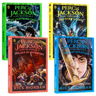 波西杰克逊漫画版第一季4册 英文原版漫画 Percy Jackson全彩漫画小说 魔兽之海/巨神之咒/迷宫之战/最终之神 青少年课外读物 平装