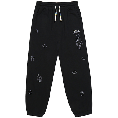 GUUKA黑色加绒束脚卫裤