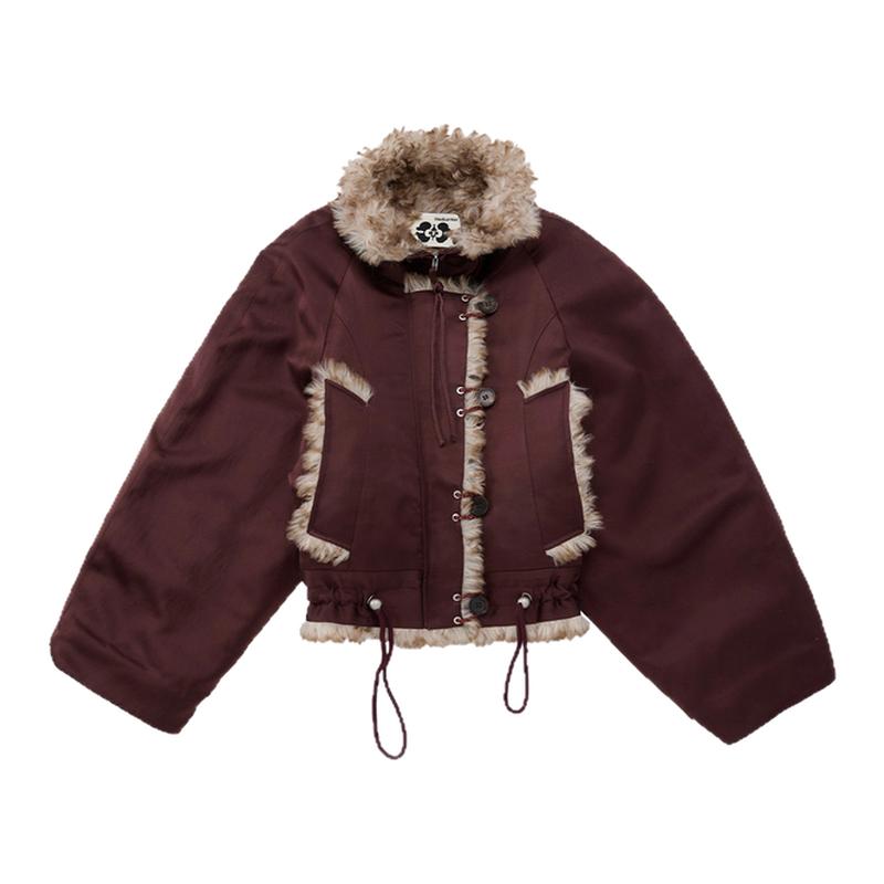 【明星同款】Medium Well 2025秋季新款休闲醋酸麻短绒外套女