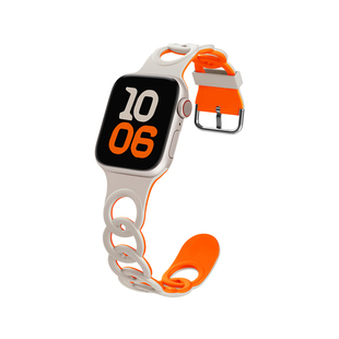 适用苹果apple watch s11手表带新款iwatch s10透气硅胶腕带S9/8甜甜圈7/6新款手腕带SE男ultra3/2卡扣女夏男