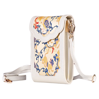 宋锦牛皮手提真丝单肩斜挎刺绣