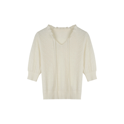 solighterv领荷叶边针织衫