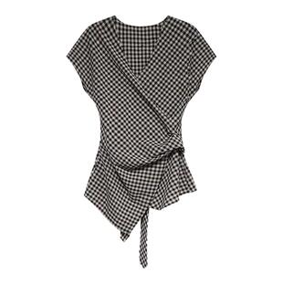 贰羊设计【格非】法式复古气质V领绑带收腰衬衫女高级感通勤上衣