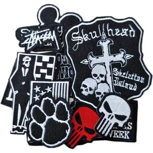 黑色补丁贴补裤子破洞贴布贴刺绣图案羽绒服贴牛仔裤贴补衣服贴