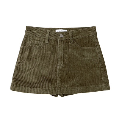 现货~秋冬美拉德OOTD纯欲辣妹灯芯绒防走光半身短裙A字裙口袋显瘦