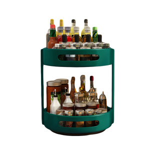 旋转调料置物架厨房台面单双层多功能盐酱油瓶罐调味料收纳盒家用