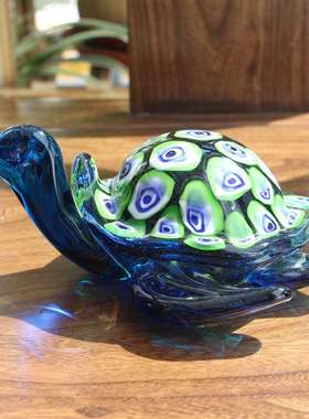 现代创意淄博琉璃海龟乌龟手工艺品海洋动物家居客厅装饰品小摆件