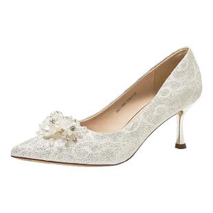 戈美其订婚结婚鞋新娘婚纱鞋子女鞋2026春季秀禾伴娘鞋不累脚单鞋