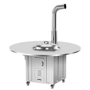 有甜不锈钢圆桌面柴火灶新款农村家用烧木柴大铁锅无烟移动炉子