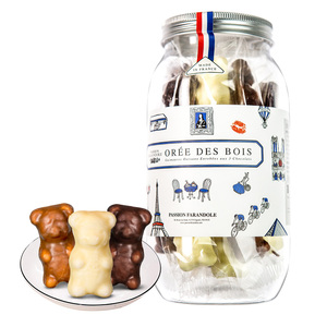 法国进口潘恩之舞小熊形棉花糖白巧、牛奶巧克力内柔外脆法式经典