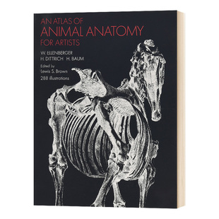 动物解剖图谱 英文原版 An Atlas of Animal Anatomy for Artists 动物绘画技巧参考书 英文版W. Ellenberger进口原版英语艺术类书