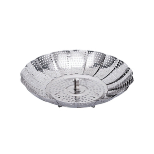 不锈钢加厚折叠蒸盘蒸笼架盘可伸缩蒸格莲花卷边蒸菜笼蒸包子架子