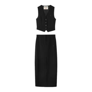 【明星同款】龙脸DRAGONFACE女新款学院西装马甲学院西装直筒长裙