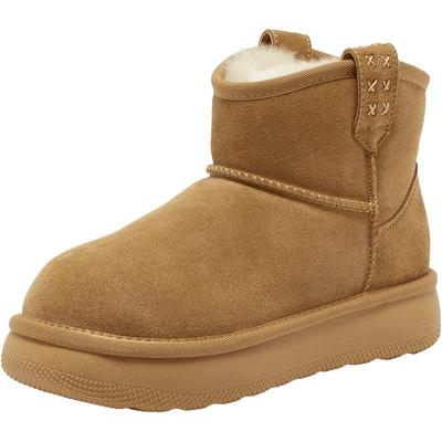 Bata糖霜姜饼雪地靴女2025冬季新款加绒休闲毛毛厚底短靴52631DD5