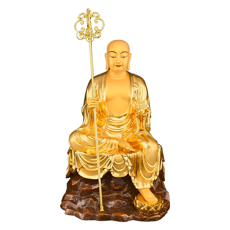 【鎏金地藏王菩萨】黄铜地藏佛像
