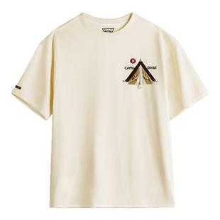 马登工装美式创意刺绣T恤米白色纯棉重磅半袖螺纹领口短袖男夏季