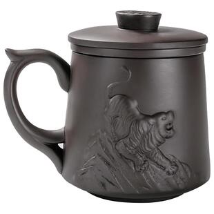 宜兴紫砂茶杯个人专用定制生肖水杯家用盖杯茶水过滤杯刻字老板杯