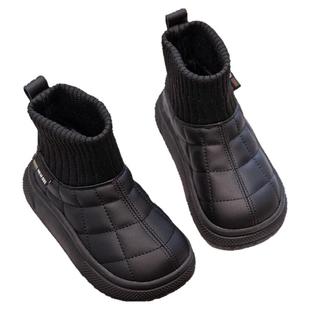女童雪地靴儿童加绒靴子2025冬季新款女宝宝防水男童棉鞋儿童鞋子