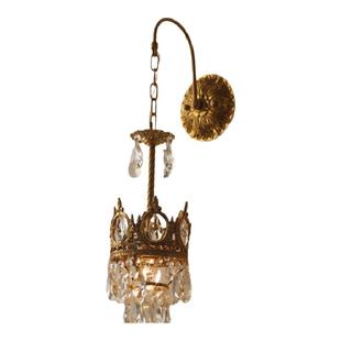 洛西可 法式皇冠水晶壁灯 欧式美式卧室床头客厅过道楼梯全铜壁灯