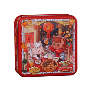 新年曲奇糖果正方马口铁盒2026马贺岁春节饼干礼品礼物包装盒罐子