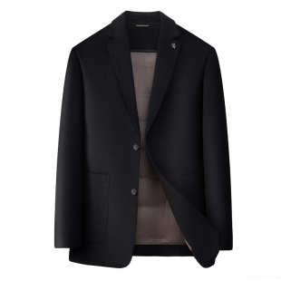 哥宾尼高端羊毛尼西服加厚羽绒服内胆保暖休闲西装领双面呢子外套