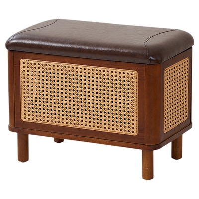 门口玄关实木储物换鞋凳