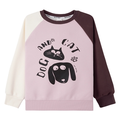 【2025冬款上新】左西女童喵狗印花可爱卫衣加厚温暖银狐绒套头衫