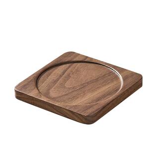 实木杯托日式黑胡桃木茶杯垫隔热垫圆形木质垫子功夫茶具配件茶杯