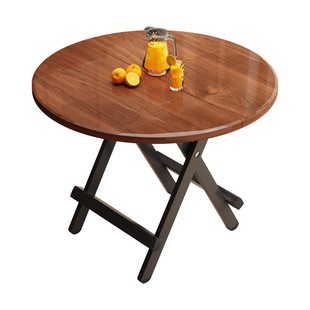 可折叠桌子家用吃饭阳台小户型客厅圆桌出租房便携式摆摊简易餐桌