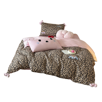 ins黑皮豹纹100支长绒棉四件套