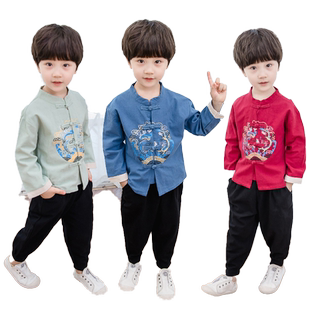 儿童汉服男童国学元霄新年中小童书童学生春夏古装朗诵唐装演出服