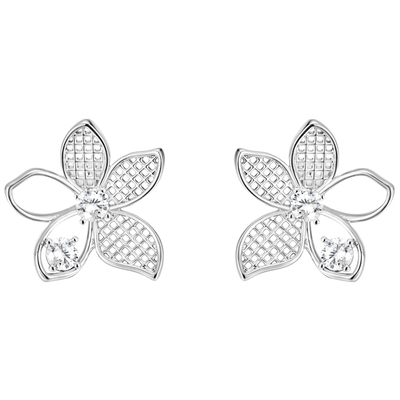 KITSH蕾丝花锆石耳钉女原创耳饰