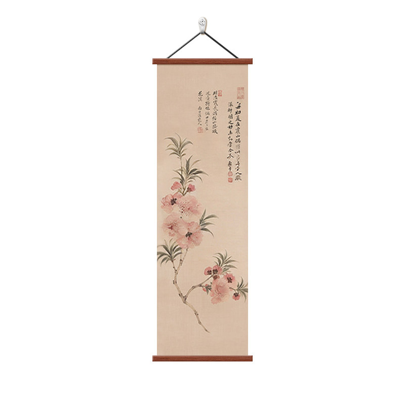 新中式客厅正对门玄关装饰画花卉