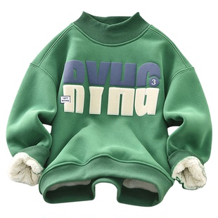 男童卫衣加厚羊羔绒2026冬季新款儿童上衣中大童休闲半高领长袖潮