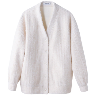 开衫外套绒绒呢短款通勤简约直筒上衣白色加厚2026秋冬新款女装