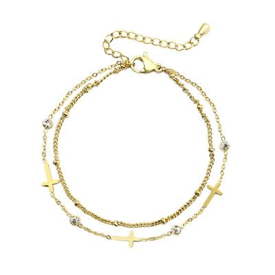 十字架手链女钛钢韩版多层手串