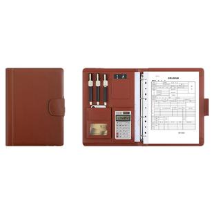 a4皮质活页经理夹商务多功能文件夹收纳册带计算器置业顾问销讲夹谈单本展业夹办公销售黑色文件夹资料册定制