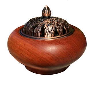 红木香炉缅甸花梨实木质熏香炉大果紫檀客厅茶桌复古摆件整木香道