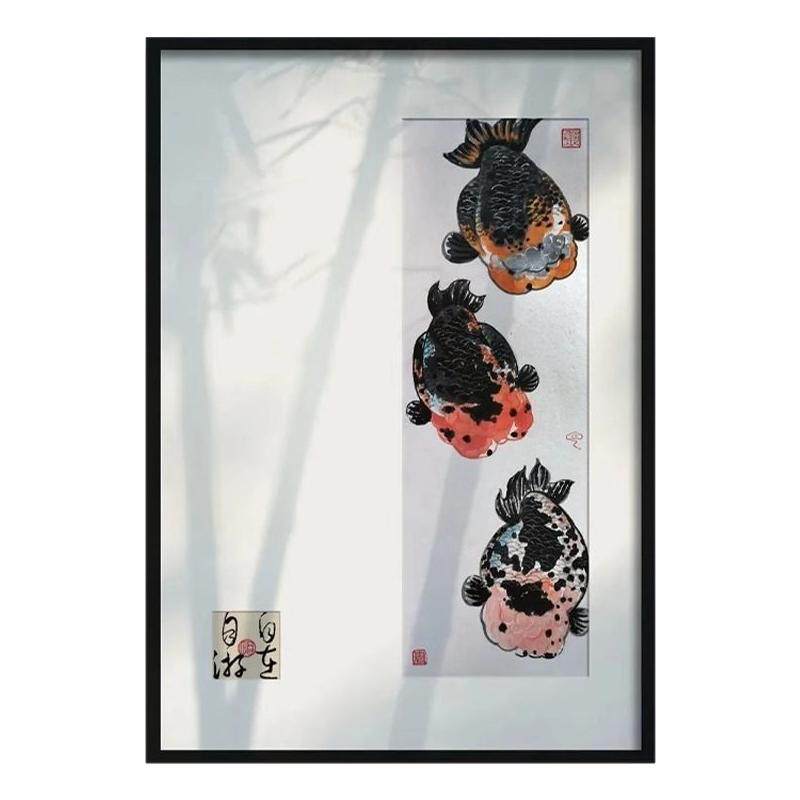 《五福临门》高级感客厅装饰画富贵聚财锦鲤卧室床头挂画乔迁礼物