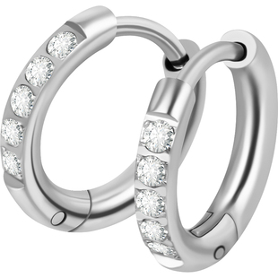 医用钛钢耳钉钻石素圈耳环女钛合金耳圈耳扣气质耳骨钉养耳洞耳饰