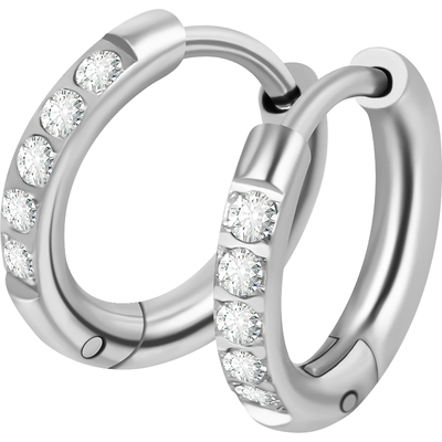 医用钛钢高级感钻石耳圈女