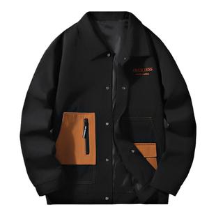 夹克外套男秋冬款加绒加厚工装翻领高级感休闲宽松男士痞帅上衣潮