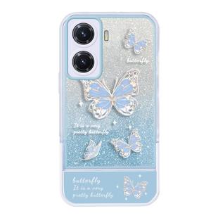 适用于VIVOY77手机壳新款y77e网红创意全包硅胶软壳vivo个性闪粉蝴蝶带支架不会撞壳的情侣款防摔保护套ins女