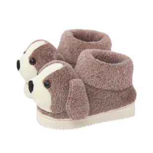 冬季儿童棉拖鞋女童卡通狗狗包跟可爱宝宝棉鞋男童保暖毛拖鞋防滑