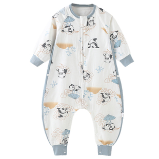 踏踏猴婴儿睡袋宝宝春秋夏季纱布儿童防踢被神器四季通用分腿睡袋