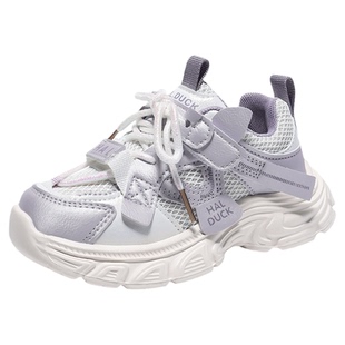 小黄鸭女童老爹鞋春秋款2026新款网面透气儿童运动鞋女孩轻便鞋子